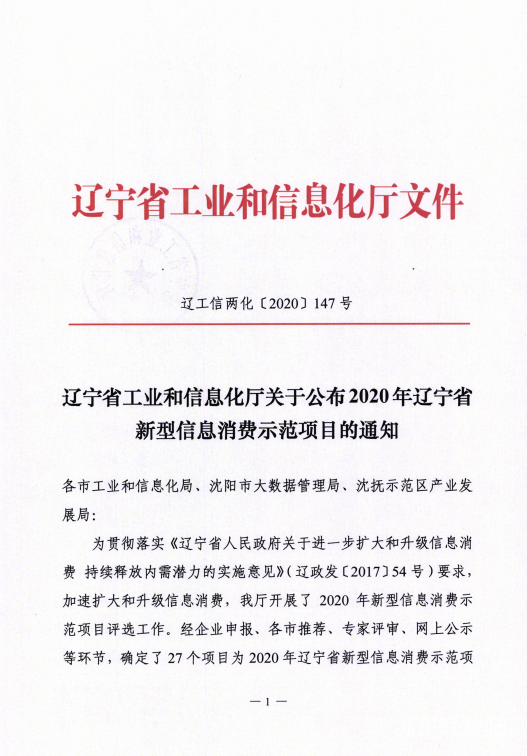 9091美高梅信息数字城区荣获辽宁省新型信息消费示范项目